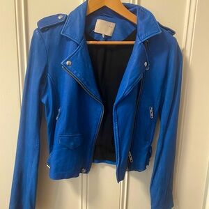 IRO size 2 electric blue leather jacket